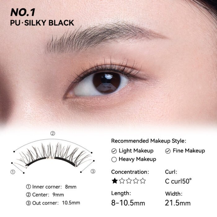 Wosado Magnetic Eyelashes No.1 Silky Black - Image 5