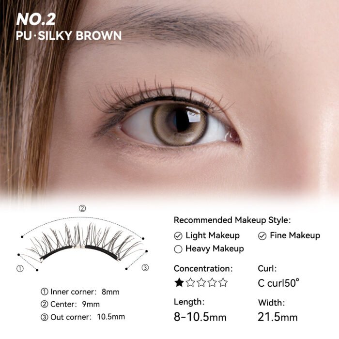 Wosado Magnetic Eyelashes No.2 Silky Brown - Image 2