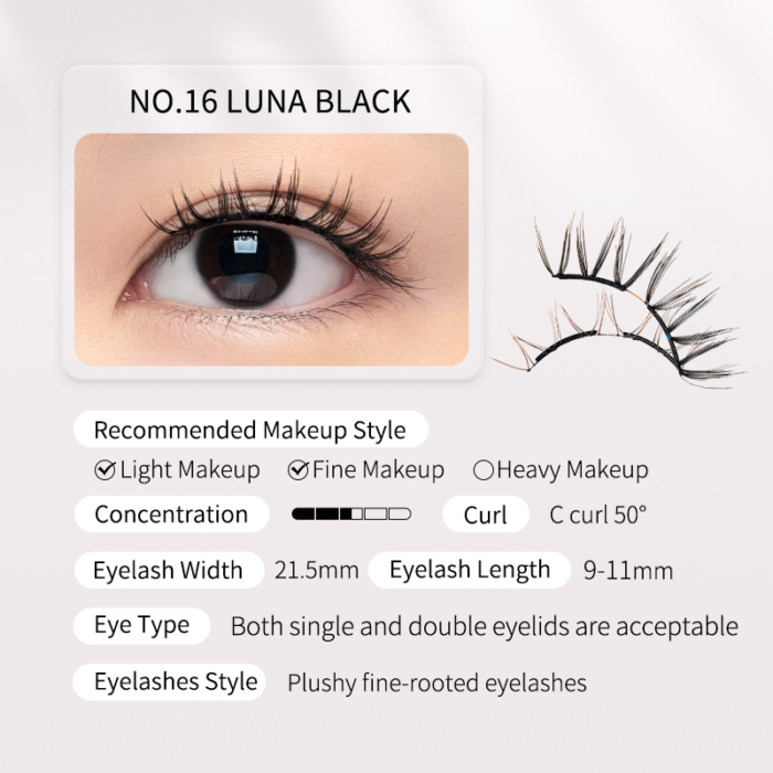 Wosado Magnetic Eyelashes No.16 Luna Black - Image 3