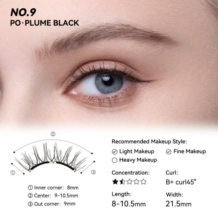 Wosado Magnetic Eyelashes No.9 Plume Black - Image 4
