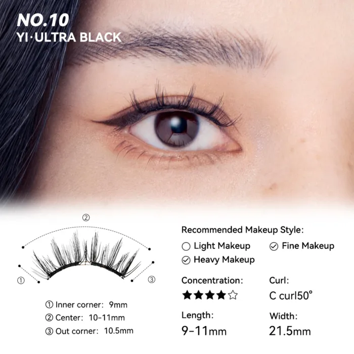 Wosado Magnetic Eyelashes No.10 Ultra Black - Image 5