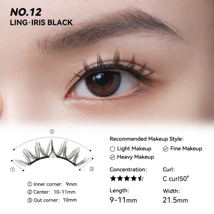 Wosado Magnetic Eyelashes No.12 Iris Black Upgraded All-in-One Box - Image 5