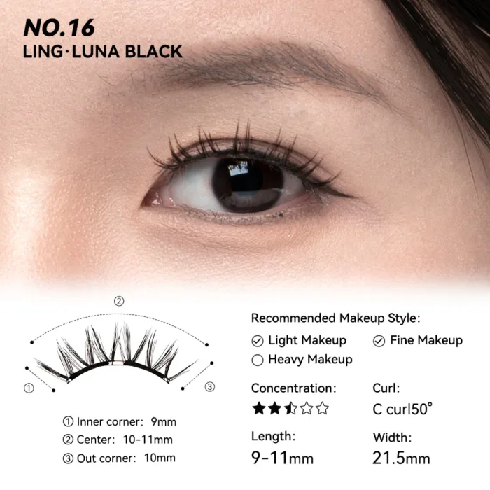 Wosado Magnetic Eyelashes Kit No.16 Luna Black Upgraded All-in-One Box - Image 5